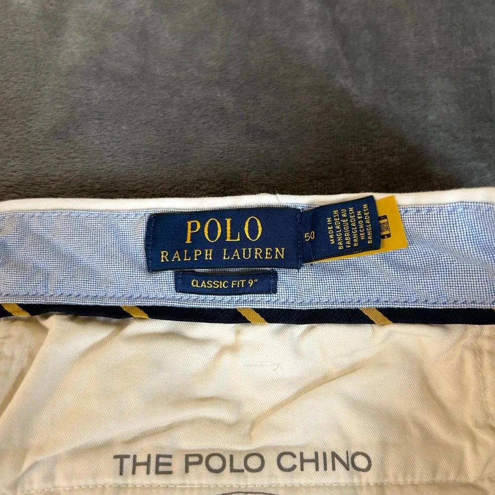 Polo Ralph Lauren Chino Shorts Flat‎ Front Classic Fit Light Beige Mens 50